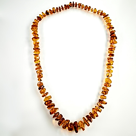 1960'LAR NATÜREL DAMLA KEHRİBAR AMORF KESİM ANTİKA KEHRİBAR KOLYE