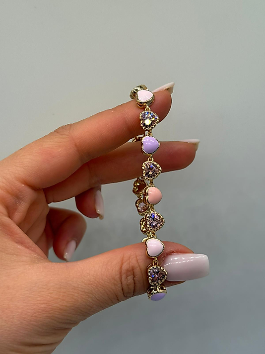 XUPİNG Pastel Taşlı Zirkon Detay VIP Çelik Bileklik – 14K Altın Renk