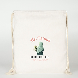 "Hz Fatıma"  Baskılı Ham Bez Sırt Çantası %100 Pamuk