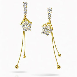 Gold Sallantılı Taşlı Küpe