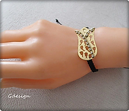 Macrame  Bracelet, Gold Plated Tulip