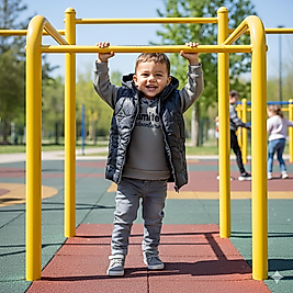 1 - 4 Yaş Arası Şişme Yelek, Kapşonlu Sweat, Kot Pantolonlu Erkek Çocuk Takım