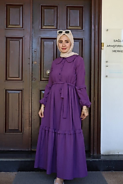 FIRFIRLI BEBE YAKALI ELBİSE mor-42