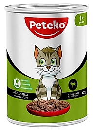 PETEKO PARÇALI KUZU ETLİ YAŞ KEDİ MAMASI 400 GR 36'lı