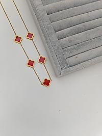 K034 VAN CLEEF KOLYE GOLD KIRMIZI