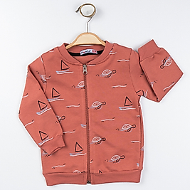 Erkek Çocuk 1-4 Yaş Fermuarlı Hırka Kiremit