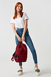 Bordo Unisex 14'' İnç Laptop Okul Seyahat Sırt Çantası Suya Dayanıklı Krinkıl