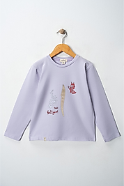 Kız Çocuk Uzun Kollu Bisiklet Yaka "Elif Nesli Geliyor"  Baskılı Tişört Mevsimlik Pamuklu