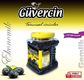 GÜVERCİN Gemlik Çeşidi Siyah Zeytin 1250gr Pet Ekonomik 321-380 Kalibre