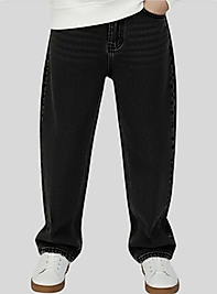 Erkek çocuk siyah beli lastikli jean pantolon