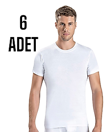 Gümüş Erkek Penye Kapalı Yaka Atlet Beyaz 6 lı Paket