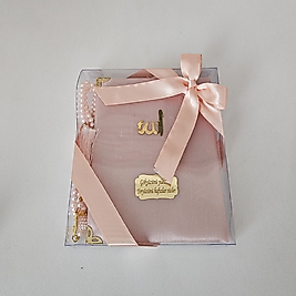 Toz Pembe Kurdeleli İpek Set