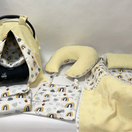 Sarı/Bulut Desenli 7'li babynest set