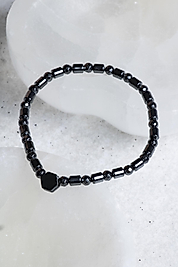 Hematit 6 mm Fasetli ve Boru Kesim Sertifikalı Doğaltaş Bileklik