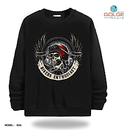 Motorcu Model Bisiklet Yaka Erkek kadın Slimfit Sweatshirt