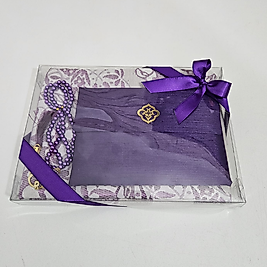 Mor Seccadeli İpek Keseli Set