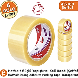 Ve-Ge LEOPAR 45x100 Şeffaf Koli Bandı (6 Adet) Toptan HotMelt Dengeli Güç