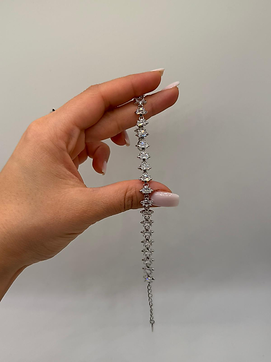 XUPİNG Baget Kesim Taşlı VIP Çelik Bileklik – Gümüş Renk