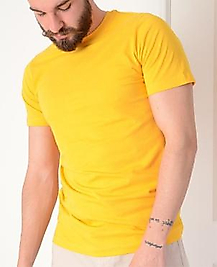 STAR Sıfır Yaka SARI Pamuk Penye T-Shirt