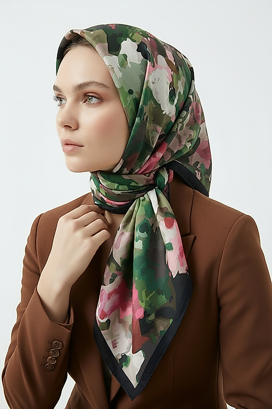 Spring Eşarp Kamufulaj Pastel Desen