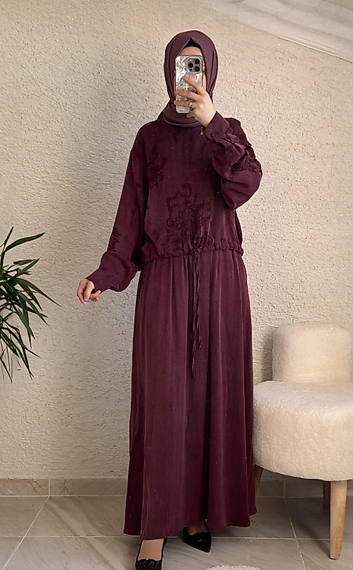 İpek Qupra Etekli Kadın Takım – Bordo