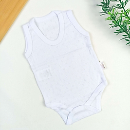 Delikli Kumaş Askılı Badi - Beyaz