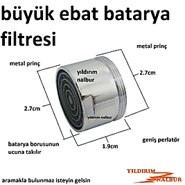 BATARYA AÇ KAPA BÜYÜK BOY FİLTRESİ PERLATÖR KROM METAL ÖZEL EBAT
