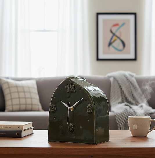 Haki Yeşil Oval Masa Saati MS044