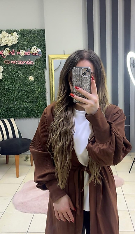 Seyyar Kemerli Tesettür Kimono