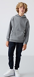 Gri Melanj Pamuklu Kalın İçi Tüylü Yumuşak Dokulu Standart Fit Baskılı Erkek Çocuk Sweatshirt