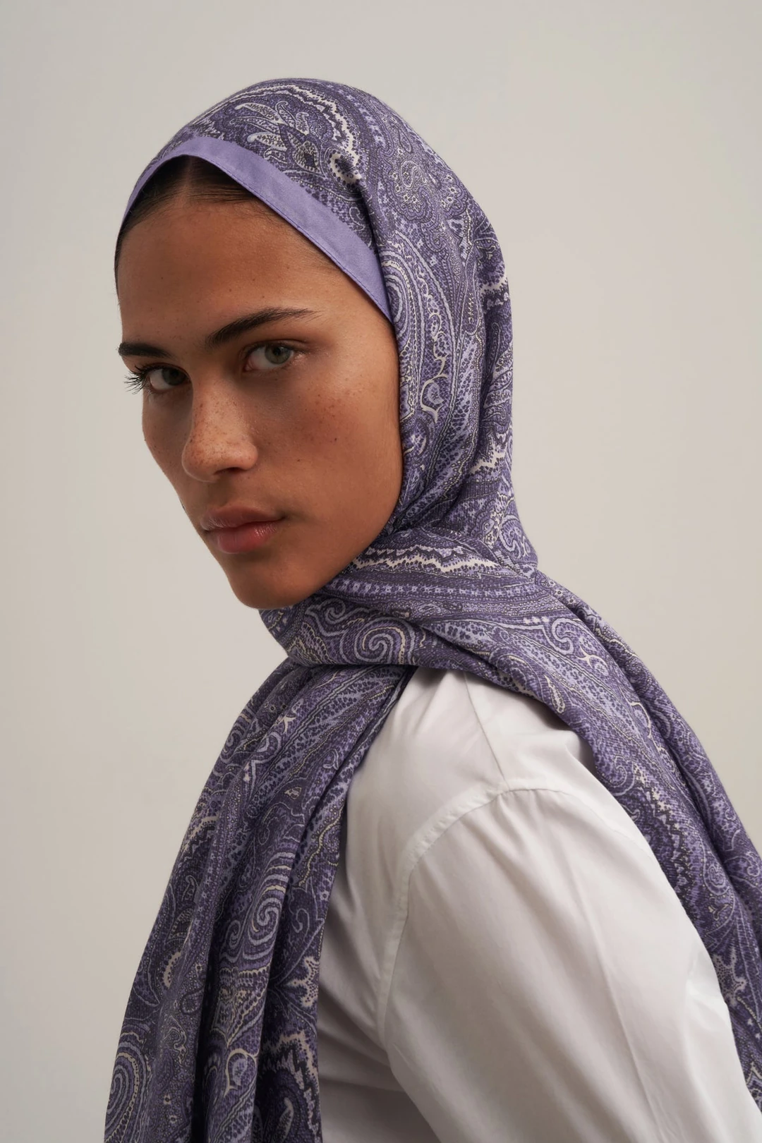 MORENO Pamuk İpek Şal Purple Jade
