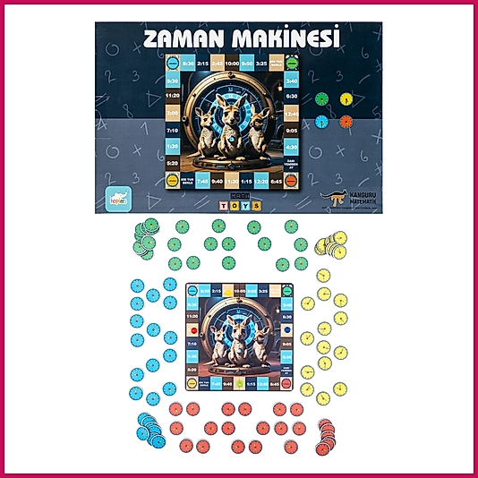 Kanguru Matematik Zaman Makinesi Oyunu - Analog Saat Okuma | 1-3 Oyuncu | İlkokul Müfredatına Uyumlu / 8-9 Yaş / 1-3 Oyuncu