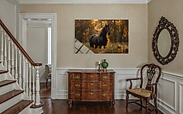 Siyah Atlı Cam Tablo