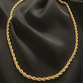 14k Kalın Burgu Zincir Çelik Kolye-60 cm