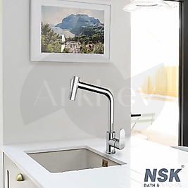 NSK Magestic Pull Out Döner Borulu Spiralli Eviye Bataryası - Krom / Fonksiyonlu Elcik N2042002