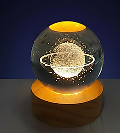 Satürnlü Kız Temalı Işıklı Cam Küresi usb'li