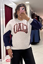 Gri Lacivert Ciao Yazılı Leopar Detaylı Sweatshirt