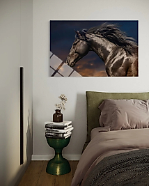 Kahverengi Atlı Cam Tablo