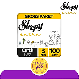 Sleepy Extra Bebek Bezi 3 Numara 100'lü (200 Adet)