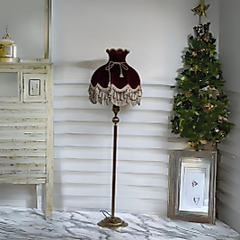 Klasik Lambader Bronz Ayak Bordo Başlık 170cm.