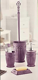 Pastel Mor Vintage 4 Parça Banyo Aksesuar Takımı – Klasik ve Şık Pastel Mor Vintage 4 Parça Banyo Aksesuar Takımı – Klasik ve Şık