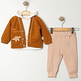 Erkek Bebek 3-18 Ay Hırkalı Üçlü Takım