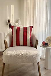 Kırmızı Çizgili Yastık(İçi Dolgulu)