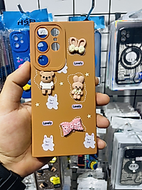 Samsung Galaxy S22 Ultra 3D Ayıcık Kabartmalı Telefon Kılıfı Kahverengi