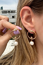 Xuping Vip Seri İncili Çelik Küpe 3,5 cm