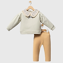 Kız Çocuk Yakalı Alt Üst Takım 2-5 Yaş Sarı