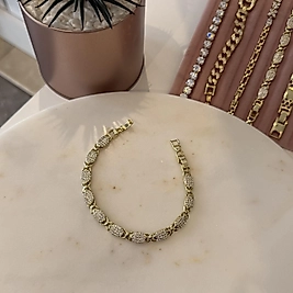 Gömme Taşlı Çelik Bileklik(14AyarRenginde)