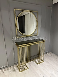 85 Cm Ayna + 100X30X90 Cm Dresuar Gold Takım Zdesignhome