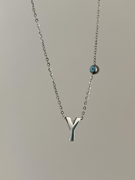 Çelik Y Harf Minimal Silver Kolye