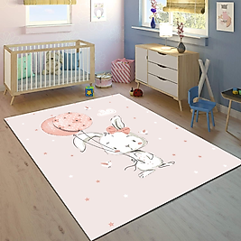 Minibabyrooms  Balonlu Tavşan Desenli 8 mm Kalınlıkta Çocuk Odası Halısı
